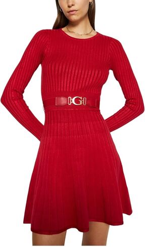 فستان سترة نسائي بأكمام طويلة وطيات مضلعة من GUESS in Kuwait