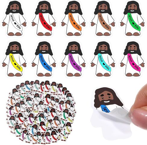 Bememo 200 Pcs Jesus Stickers Little Jesus Original Design Christian Religious Stickers for Sunday School, Church, Vacation Bible School, Bible Classes (Love You, White) in Saudi Arabia