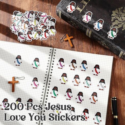 Bememo 200 Pcs Jesus Stickers Little Jesus Original Design Christian Religious Stickers for Sunday School, Church, Vacation Bible School, Bible Classes (Love You, White) in Saudi Arabia