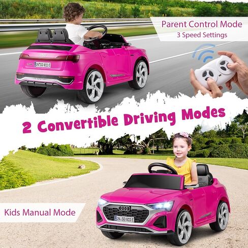 Costzon 12V Kids Ride On Car Audi SQ8 ، ركوب التحكم عن بُعد على لعبة ، سيارة كهربائية تعمل بالبطارية مع تعليق الربيع ، الموسيقى وسرعات 3 ، قرن ، مصابيح LED ، هدية للفتيات الفتيات 3+ (أبيض) in Kuwait