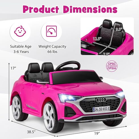 Costzon 12V Kids Ride On Car Audi SQ8 ، ركوب التحكم عن بُعد على لعبة ، سيارة كهربائية تعمل بالبطارية مع تعليق الربيع ، الموسيقى وسرعات 3 ، قرن ، مصابيح LED ، هدية للفتيات الفتيات 3+ (أبيض) in Kuwait