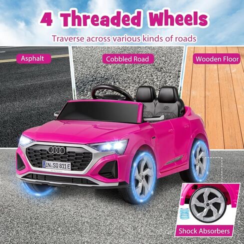 Costzon 12V Kids Ride On Car Audi SQ8 ، ركوب التحكم عن بُعد على لعبة ، سيارة كهربائية تعمل بالبطارية مع تعليق الربيع ، الموسيقى وسرعات 3 ، قرن ، مصابيح LED ، هدية للفتيات الفتيات 3+ (أبيض) in Kuwait