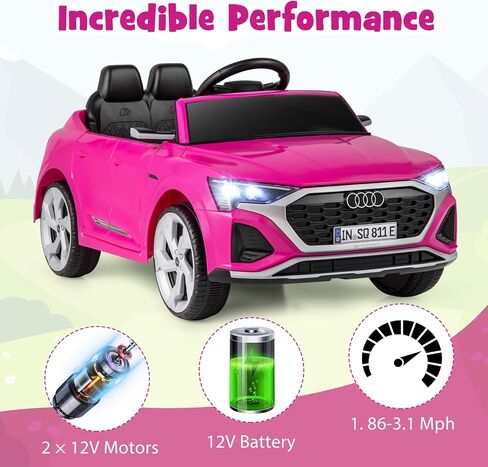 Costzon 12V Kids Ride On Car Audi SQ8 ، ركوب التحكم عن بُعد على لعبة ، سيارة كهربائية تعمل بالبطارية مع تعليق الربيع ، الموسيقى وسرعات 3 ، قرن ، مصابيح LED ، هدية للفتيات الفتيات 3+ (أبيض) in Kuwait