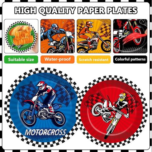 96pcs ديكورات دراجة دراجة ترابية موتوكروس لوحات حلوى عيد ميلاد موتوكرس أدوات المائدة الدراجة النارية موضوع الأطباق لوحات الورق مناديل للسباق أدوات مائدة مدين للأولاد لوازم استحمام الطفل in Saudi Arabia