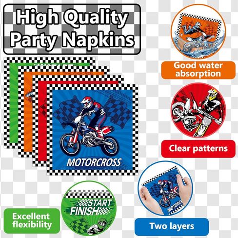 96pcs ديكورات دراجة دراجة ترابية موتوكروس لوحات حلوى عيد ميلاد موتوكرس أدوات المائدة الدراجة النارية موضوع الأطباق لوحات الورق مناديل للسباق أدوات مائدة مدين للأولاد لوازم استحمام الطفل in Saudi Arabia