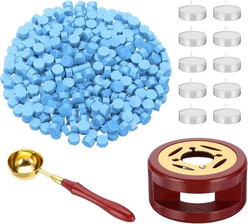 PATIKIL Wax Seal Kit, 360 Pcs Wax Beads Stamp Seal Kit Envelope Letter Pellets with Warmer, Spoon and Tealight Candles for Stamp, Grey Purple in Saudi Arabia