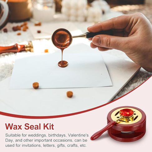 PATIKIL Wax Seal Kit, 360 Pcs Wax Beads Stamp Seal Kit Envelope Letter Pellets with Warmer, Spoon and Tealight Candles for Stamp, Grey Purple in Saudi Arabia