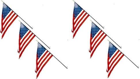 6 حزمة USA School Classroom 16x24 "Stick Flag Set Steel Wall Bracket (3ft staff) in Saudi Arabia