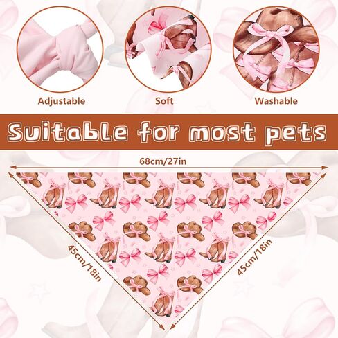 2pcs Western Cowgirl Dog Bandana Pink Bow Cowboy Boots Triangle Pet Dickfable Pet Neckerchief for Medium Exger Dog Cat Assumeors in Kuwait