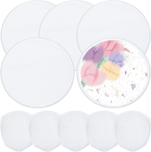 BENECREAT 5 Pcs White Foldable Flying Disc Fans 9.8 Inch Sublimation Fans Polyester Black Edge Folding Fan Set with Bag for Wedding Party Favors Outdoor Activity Christmas in Saudi Arabia
