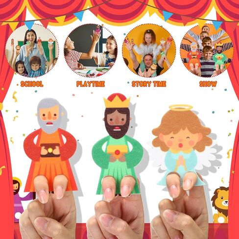 Soulchen 60 PCS Daniel in the Lion's Den Craft for Kids شعروا بالدمى الأصابع مع 6 بطاقات قصة الكتاب المقدس سرد ألعاب Sunday School Craft لأنشطة مكتب العطلات الصيفية المنزلية in Kuwait