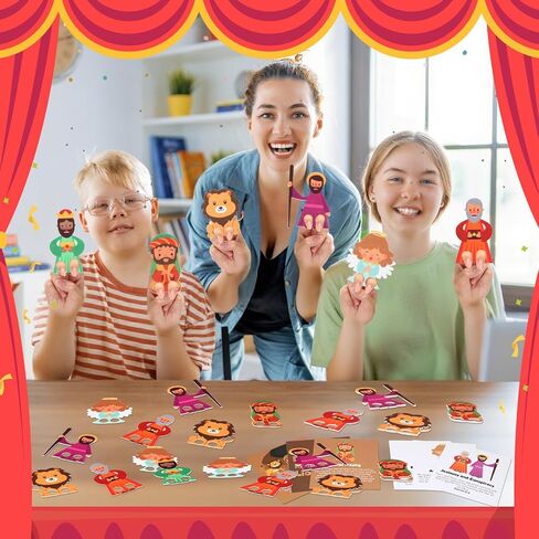 Soulchen 60 PCS Daniel in the Lion's Den Craft for Kids شعروا بالدمى الأصابع مع 6 بطاقات قصة الكتاب المقدس سرد ألعاب Sunday School Craft لأنشطة مكتب العطلات الصيفية المنزلية in Kuwait