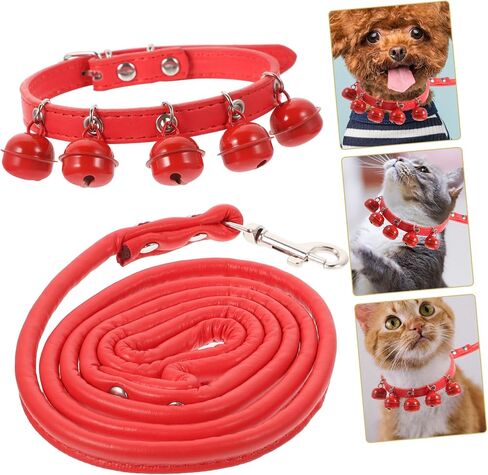 Pet Cat Dog Collar مقود مع حزام حبل حمراء متين in Kuwait