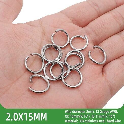 500PCS 9mm 1.3mm Thick 16 Gauge Stainless Steel Open Jump Rings, Metal Round Strong Thick Craft Ring for Necklace Bracelet Keychain Chainmail Jewelry Making in Kuwait