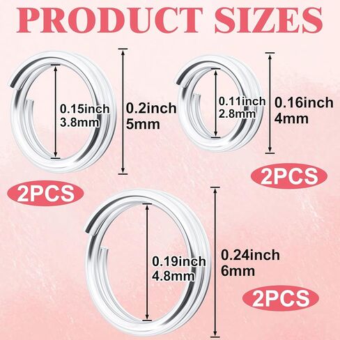 4pcs 925 Sterling Silver Split Jump Ring, 5mm Double Loops Round Jump Rings, Small Jewelry Clasp Connectors for Necklace Bracelet Earring Jewelry Making in Kuwait