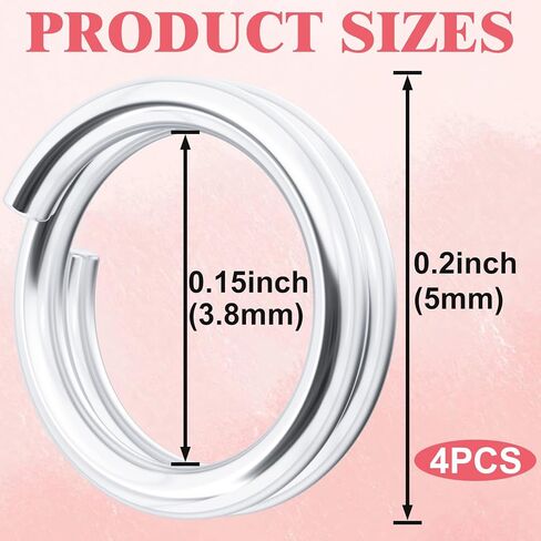 4pcs 925 Sterling Silver Split Jump Ring, 5mm Double Loops Round Jump Rings, Small Jewelry Clasp Connectors for Necklace Bracelet Earring Jewelry Making in Kuwait