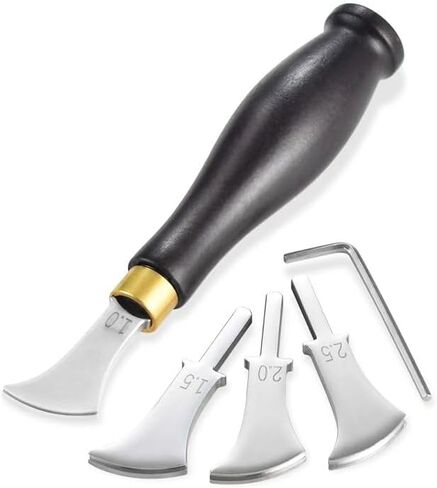 مجموعة زرقاء حافة جلدية 4 مساءً ، 1.0/1.5/2.0/2.5 مم أدوات فولاذ مقاوم للصدأ احترافية مع مقابض حمراء ، مثالية للمبتدئين وجرايين جلدية ديي in Kuwait