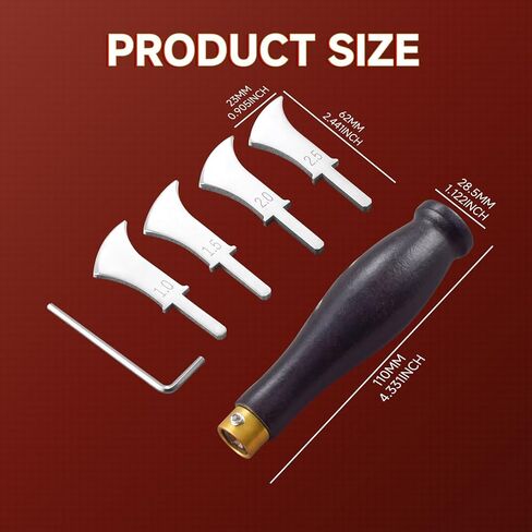 مجموعة زرقاء حافة جلدية 4 مساءً ، 1.0/1.5/2.0/2.5 مم أدوات فولاذ مقاوم للصدأ احترافية مع مقابض حمراء ، مثالية للمبتدئين وجرايين جلدية ديي in Kuwait
