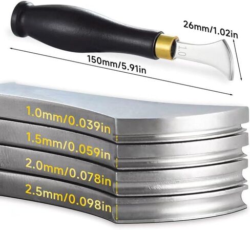 مجموعة زرقاء حافة جلدية 4 مساءً ، 1.0/1.5/2.0/2.5 مم أدوات فولاذ مقاوم للصدأ احترافية مع مقابض حمراء ، مثالية للمبتدئين وجرايين جلدية ديي in Kuwait
