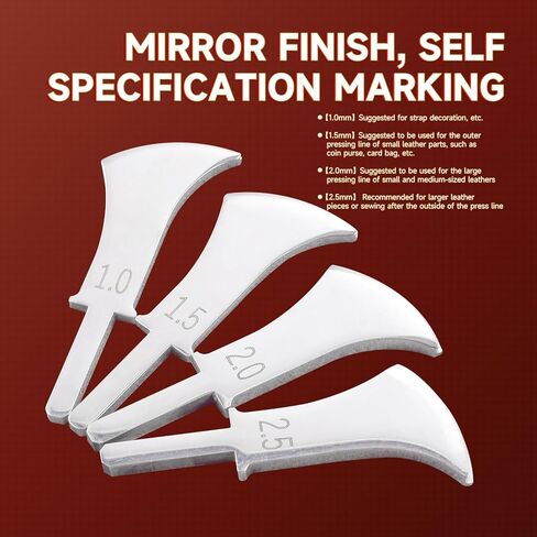 مجموعة زرقاء حافة جلدية 4 مساءً ، 1.0/1.5/2.0/2.5 مم أدوات فولاذ مقاوم للصدأ احترافية مع مقابض حمراء ، مثالية للمبتدئين وجرايين جلدية ديي in Kuwait