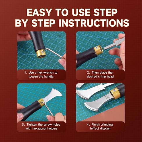 مجموعة زرقاء حافة جلدية 4 مساءً ، 1.0/1.5/2.0/2.5 مم أدوات فولاذ مقاوم للصدأ احترافية مع مقابض حمراء ، مثالية للمبتدئين وجرايين جلدية ديي in Kuwait