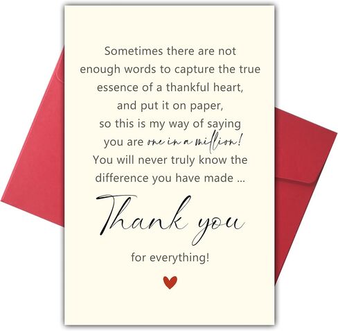 Lovely Thank You Card for Friend, Appreciation Card for Boss Coworker Teacher Mentor, Sweet Friendship Gifts for Him Her, One in A Million in Saudi Arabia