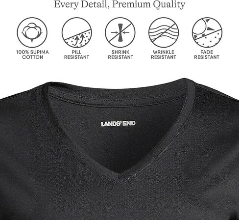 Lands' End Women's Relaxed American-Grown Supima Cotton V-Neck T-Shirt in Kuwait