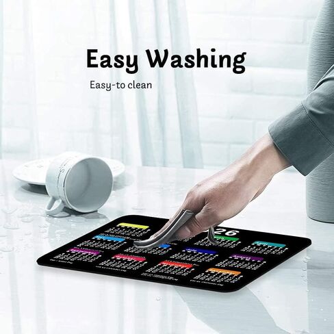 2026 تقويم مع وسادة الماوس العطل ، مستطيل الألعاب Mousepad للكمبيوتر المحمول حصيرة مكتب المطاط غير القابل للانزلاق ، لطيف للاطلاع على مكاتب العام الجديد (9.5 × 7.9 بوصة) - اللون الأسود in Kuwait