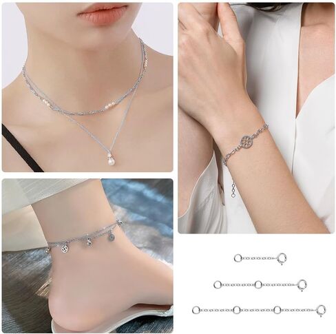 3 Pcs Necklace Extenders for Women 14K Gold Plated Necklace Extender Chain Extenders for Necklaces Anklet Bracelet Extender with Round Clasp Necklace Extension for Jewelry Making (1 2 3 Inch) in Kuwait