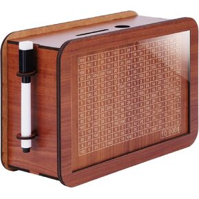 $10000 Cash Vault Wooden Savings Box,Wooden Savings Box with Money Target & Numbers,Retro Cash Saver Box, Reusable Coin Counter Piggy Bank in Saudi Arabia