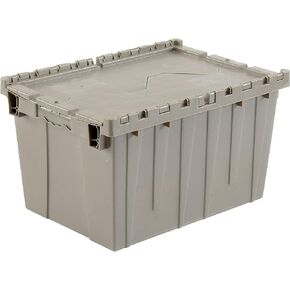 Global Industrial Plastic Attached Lid Shipping & Storage Tote 21-7/8""x15-1/4""x12-7/8"" Gray - 1 Each in Saudi Arabia