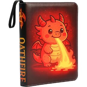 Trading Card Binder 9 Pockets 900 Cards - Premium PU Leather Zipper Album with Cute Dragon Design for TCG, MTG, Sports Cards, Gift for Kids & Collectors in Saudi Arabia