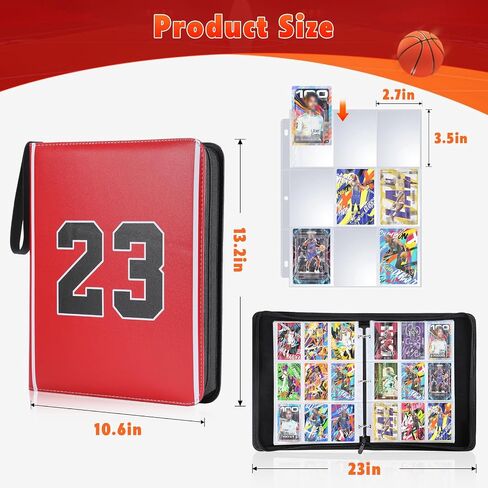 Basketball Card Binder 900 Pockets, Basketball Card Holder for Trading Cards, 3 Ring Sports Card Collection Binder with 50 Removable Sleeves, with Zipper in Saudi Arabia