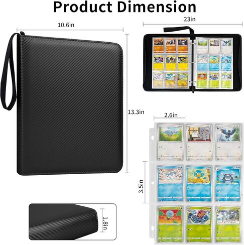 Card Card Binder 9 Pocket - 900 Cards Zipper Pu Card Album مع الأكمام ، منظم حامل بطاقة الغلاف الصلب لـ Pokémon ، MTG ، بطاقات رياضية (Pink ، 9 Pocket 900) in Saudi Arabia