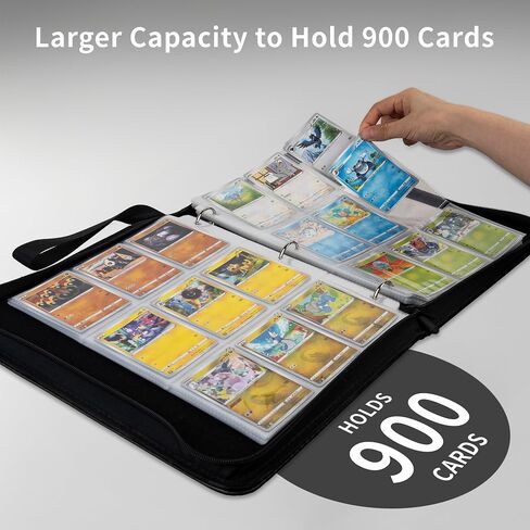 Card Card Binder 9 Pocket - 900 Cards Zipper Pu Card Album مع الأكمام ، منظم حامل بطاقة الغلاف الصلب لـ Pokémon ، MTG ، بطاقات رياضية (Pink ، 9 Pocket 900) in Saudi Arabia