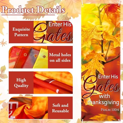 JarThenaAMCS 4Pcs Fall Church Banners for Sanctuary Wall Autumn Harvest Inspirational Bible Verse Hanging Sign for Sunday School Thanksgiving Classroom Home Office, 2 x 6 Feet in Saudi Arabia