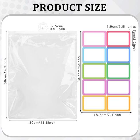 24 حزمة فصول كبيرة من الفصول الدراسية هوك أكياس تخزين معلقة 11.6 "× 15" PVC أكياس منظم البلاستيك الشفاف مع ملصق اسم مقاوم للماء ومقاوم للغبار المثالي لمكتبة الفصل الدراسي in Saudi Arabia