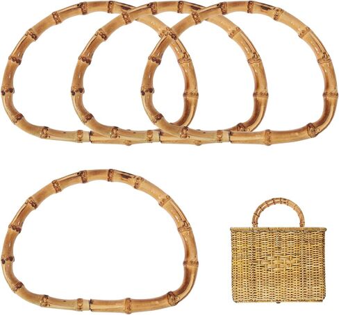 CHGCRAFT 4 Pcs Wooden D-Shaped Bamboo Bag Handle Replacements Handmade Bag Purse Making Handles for Beachbag Handbags Purse Handles Crafting, 4.72×6.3 inch in Saudi Arabia
