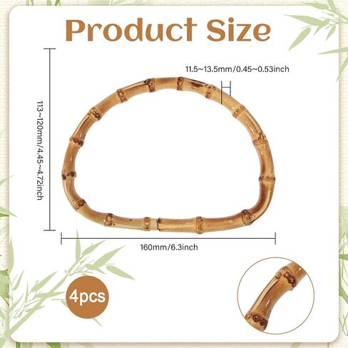 CHGCRAFT 4 Pcs Wooden D-Shaped Bamboo Bag Handle Replacements Handmade Bag Purse Making Handles for Beachbag Handbags Purse Handles Crafting, 4.72×6.3 inch in Saudi Arabia