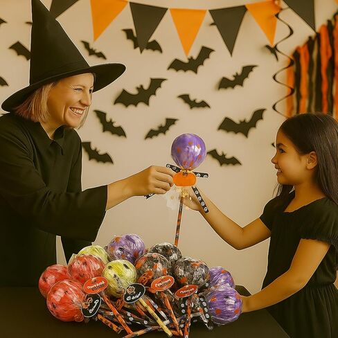 96 Pcs Halloween Party Favors Gift Trick or Treat Container Halloween Pencil Empty Giant Lollipop Stationery Candy Fillable Hold Plastic Lollipop Storage for Classroom Gifts in Saudi Arabia