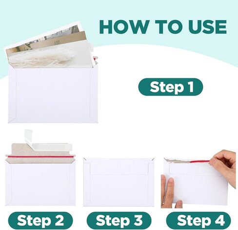 100 Pack Rigid Mailers Self Seal Stay Flat White Cardboard Photo Document Shipping Envelopes Small Mailers for Photos, CD, Certificates, Art Prints, and Documents, 6.5x4.5 Inch in Saudi Arabia