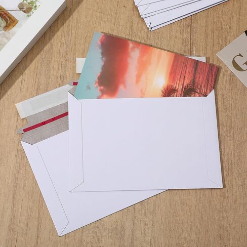 100 Pack Rigid Mailers Self Seal Stay Flat White Cardboard Photo Document Shipping Envelopes Small Mailers for Photos, CD, Certificates, Art Prints, and Documents, 6.5x4.5 Inch in Saudi Arabia