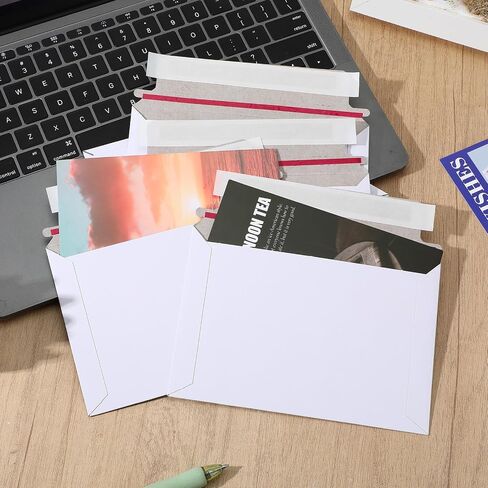 100 Pack Rigid Mailers Self Seal Stay Flat White Cardboard Photo Document Shipping Envelopes Small Mailers for Photos, CD, Certificates, Art Prints, and Documents, 6.5x4.5 Inch in Saudi Arabia