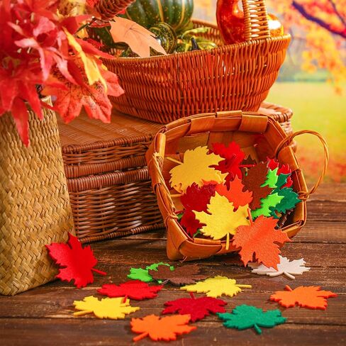 Fanfanwin 200 PCS Leaves Love Love Maple Leaf Cutout Moxout Molection Multicolor Autumn Leaf Decors Farmhouse Harvest Leaves Decortations for Home Home Classroom Craft (لطيف) in Saudi Arabia
