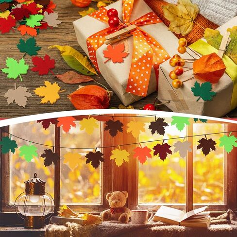 Fanfanwin 200 PCS Leaves Love Love Maple Leaf Cutout Moxout Molection Multicolor Autumn Leaf Decors Farmhouse Harvest Leaves Decortations for Home Home Classroom Craft (لطيف) in Saudi Arabia