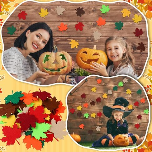 Fanfanwin 200 PCS Leaves Love Love Maple Leaf Cutout Moxout Molection Multicolor Autumn Leaf Decors Farmhouse Harvest Leaves Decortations for Home Home Classroom Craft (لطيف) in Saudi Arabia