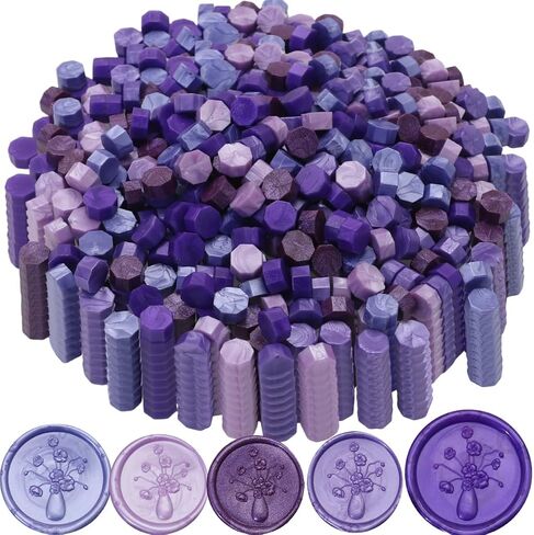 250Pcs Purple Mix Sealing Wax Beads for WaxSeal Stamp, WaxSeal Beads Set with 5 Colors Perfect for Gift Sealing, Letter Wax Sealing (250, Purple Mix) in Kuwait
