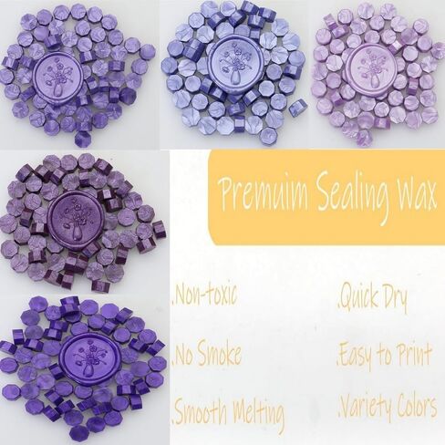 250Pcs Purple Mix Sealing Wax Beads for WaxSeal Stamp, WaxSeal Beads Set with 5 Colors Perfect for Gift Sealing, Letter Wax Sealing (250, Purple Mix) in Kuwait