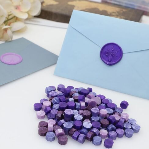 250Pcs Purple Mix Sealing Wax Beads for WaxSeal Stamp, WaxSeal Beads Set with 5 Colors Perfect for Gift Sealing, Letter Wax Sealing (250, Purple Mix) in Kuwait