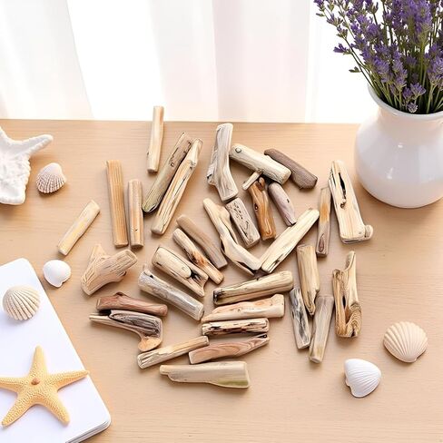 20pcs قطع الخشب الطبيعية - ديكور شاطئ مختلط بحجم DIY | شرائح وفروع خشبية ريفية لحشو المزهرية ، إطارات الصور ، لوازم الحرف ، الحرف الخشبية الطبيعية in Kuwait
